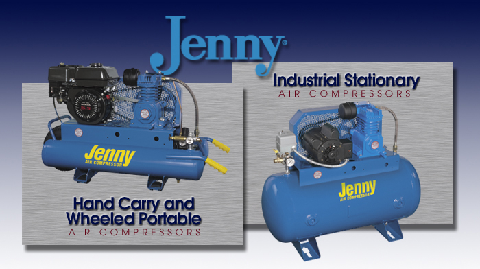 Jenny Hand Carry, Wheeled Portable, and Industrial Stationary Air Compressors 